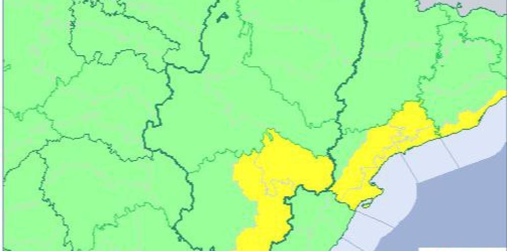 Ampliación del aviso amarillo por lluvias en el centro y sur de Aragón