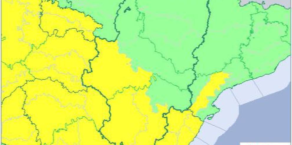 Ampliación del aviso amarillo por lluvias en el centro y sur de Aragón