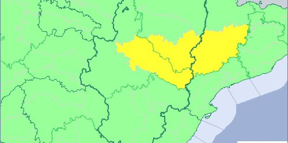 Aviso amarillo por temperatura máxima en Ribera del Ebro y Sur de Huesca y por tormentas en el Pirineo