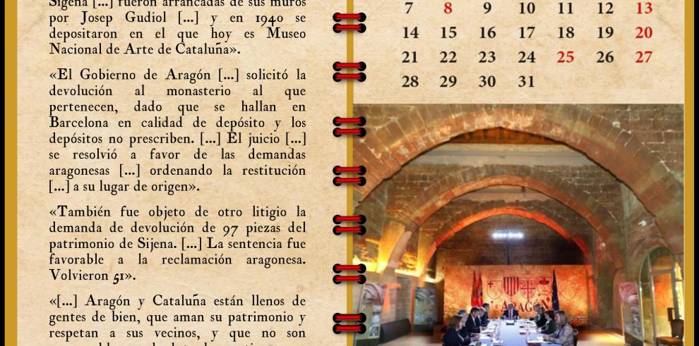 El Presidente de Aragón felicita el Año Nuevo con una nueva versión del calendario sobre la historia de Aragón