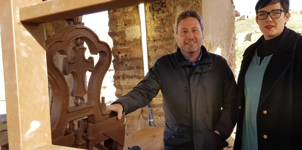 Soro visita las obras de la primera fase del Plan Director del Castillo de Peracense y las obras en la torre de la Iglesia de Burbáguena