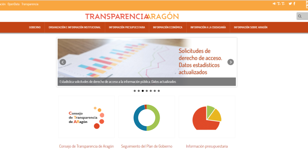 El Portal de Transparencia del Gobierno de Aragón recibe una media de 29.000 visitas al mes