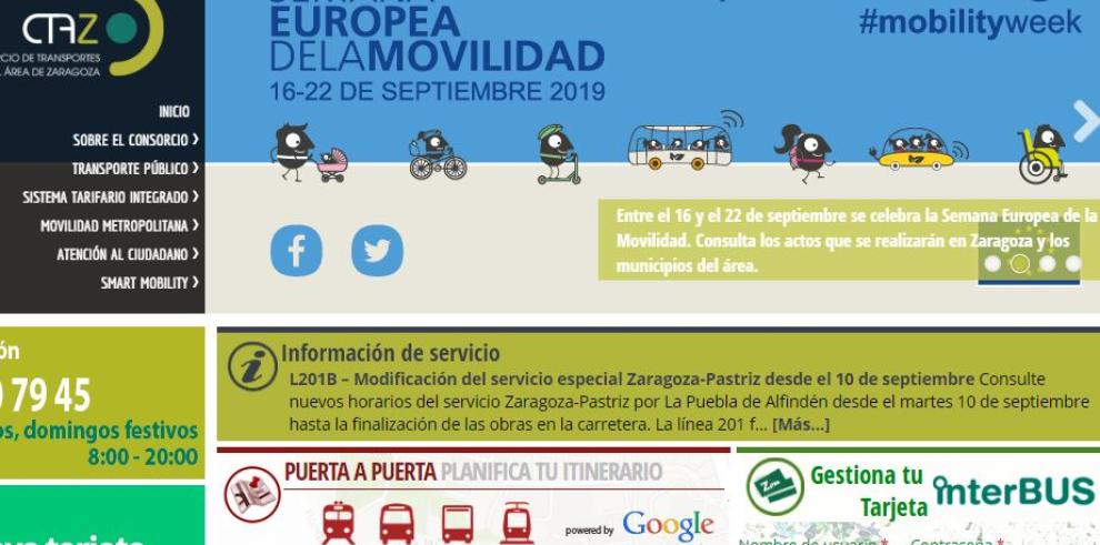 El Consorcio de Transportes extiende al área de Zaragoza la agenda de la Semana Europea de la Movilidad 2019