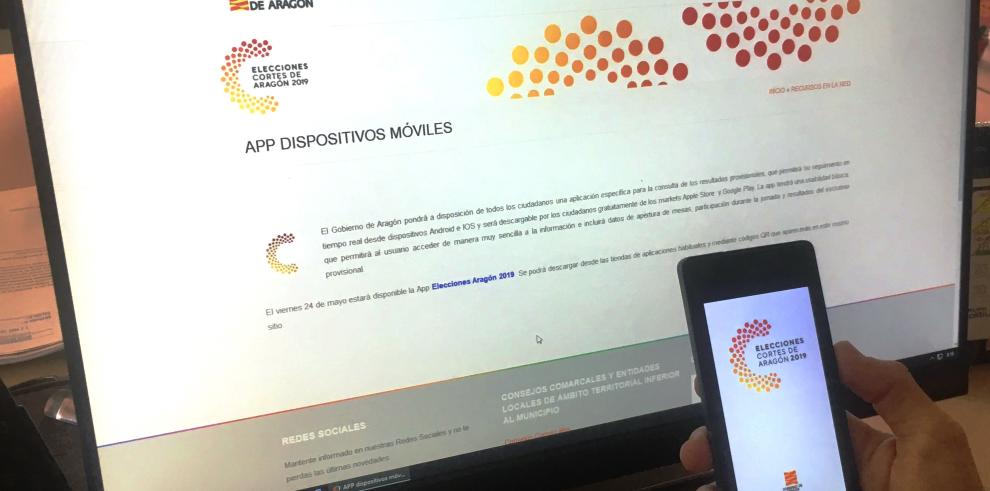 Los ciudadanos pueden seguir los resultados provisionales de las autonómicas en la app ‘Elecciones Aragón 2019’ habilitada por el Gobierno de Aragón 