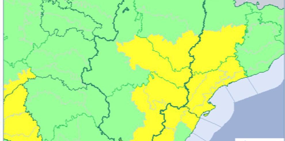 Aviso nivel amarillo por lluvia y viento en varios puntos de Aragón