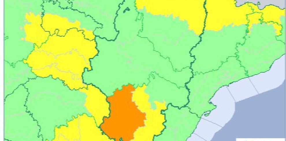 Aviso naranja por lluvias y tormentas en Albarración y Jiloca y ampliación del aviso amarillo por tormentas en Pirineo, Gúdar y Maestrazgo