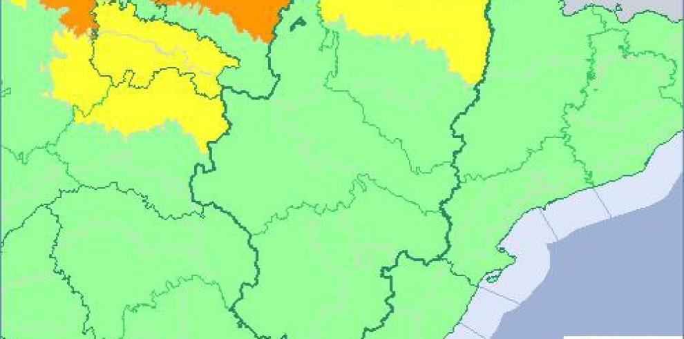 Aviso amarillo por nevadas y  temperaturas mínimas en Pirineo