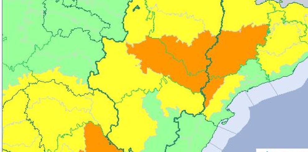 Aviso naranja y amarillo en casi todo Aragón por temperaturas máximas