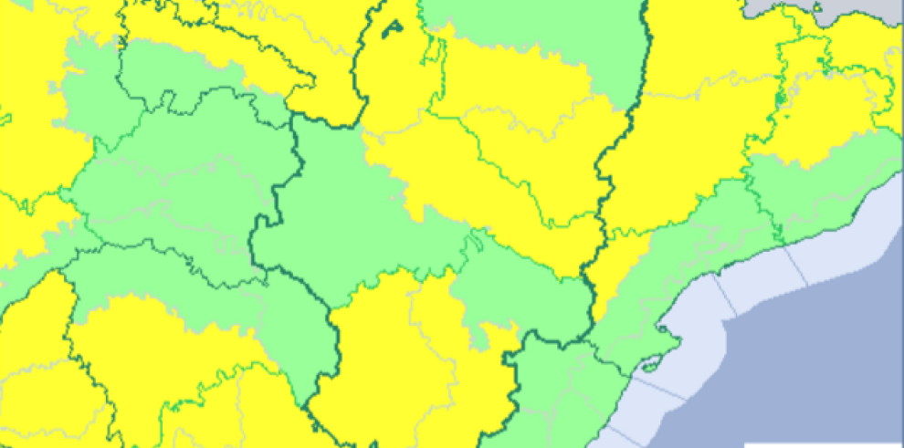 Aviso amarillo por temperaturas máximas en Zaragoza, y por lluvias y tormentas en Huesca y Teruel