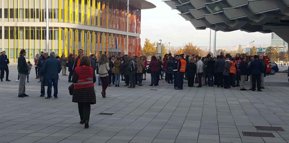  Simulacro de incendio en el edificio Fueros de Aragón de la Ciudad de la Justicia