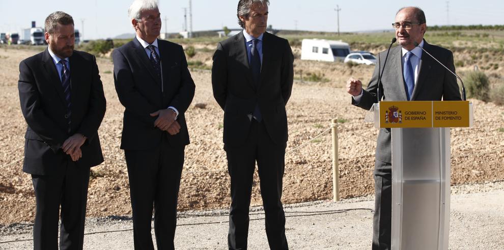 Primera piedra de las obras en el tramo Mallén-Gallur de la A-68