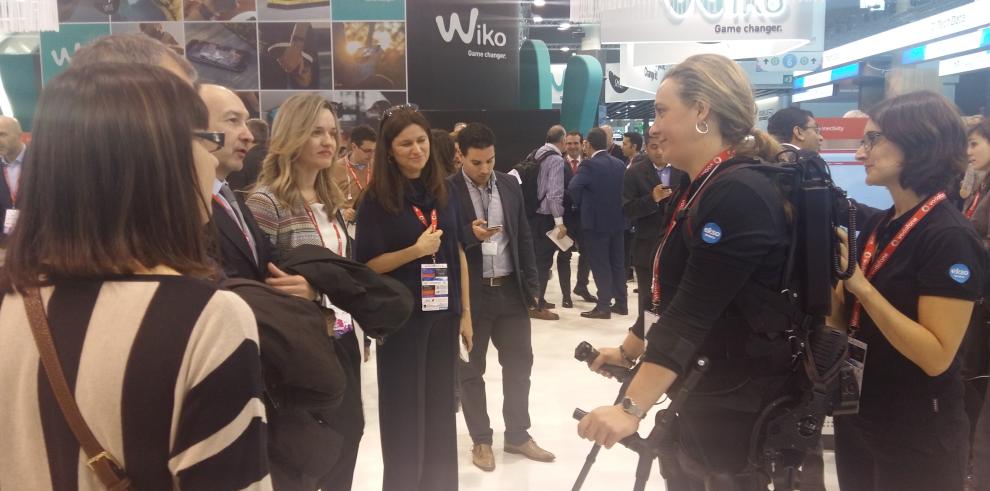 Pilar Alegría visita las empresas aragonesas con presencia en el Mobile World Congress