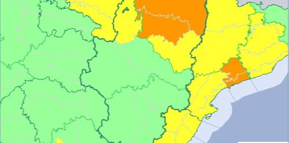 Aviso naranja y amarillo por lluvias en Huesca y las Cinco Villas