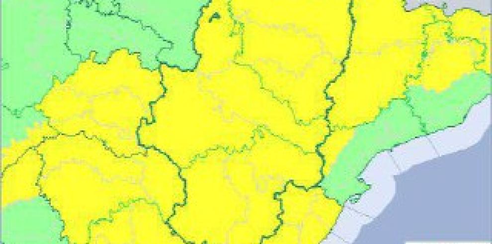 Aviso naranja por lluvias y tormentas en Teruel y amarillo en el resto de Aragón 