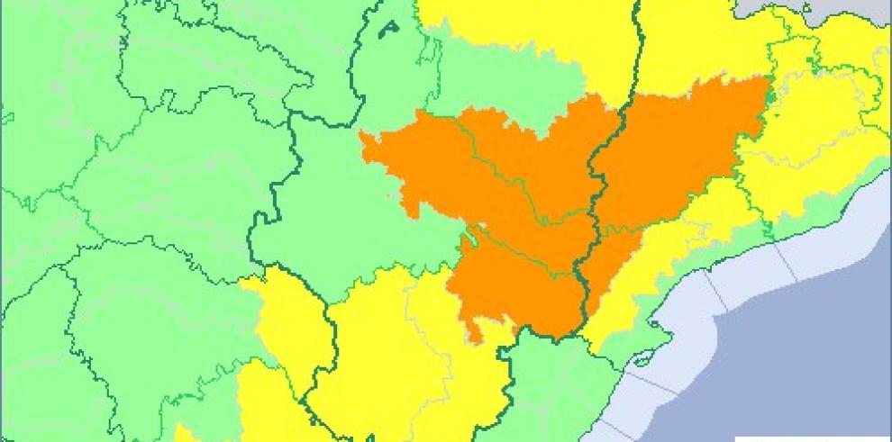 Aviso naranja por tormentas en la Ribera del Ebro, Bajo Aragón de Teruel y sur de Huesca