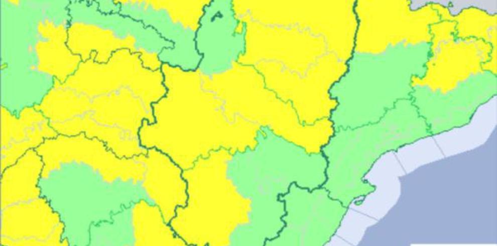 Ampliación de aviso amarillo por vientos y temperaturas mínimas a gran parte de Aragón