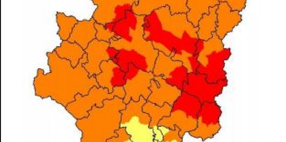 Prelaerta roja por riesgo de incendios forestales en  Bajo Ebro y Muelas de Alcubierre, Valmadrid y Zuera