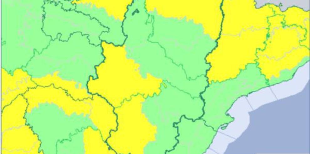 Avisos amarillos por temperaturas mínimas y viento en amplias zonas de Aragón