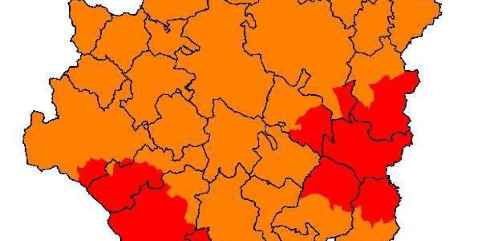 Prealerta roja por incendios forestales en Bajo Ebro Forestal, Jiloca y Rodeno