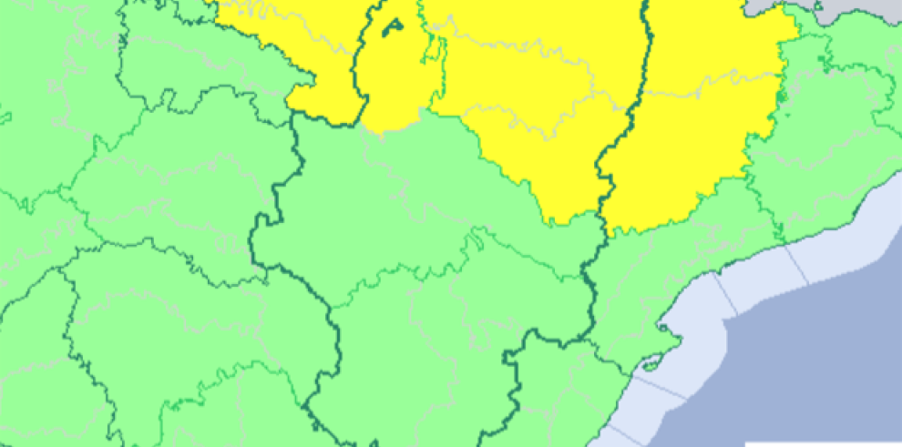 Aviso amarillo por lluvias y tormentas este viernes en Huesca y Cinco Villas