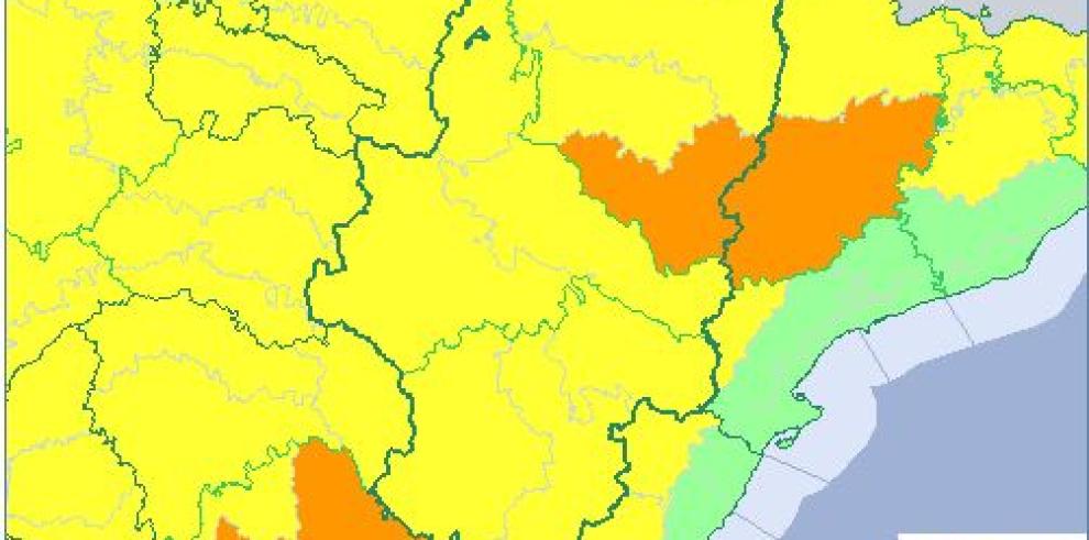 Aviso naranja por altas temperaturas en Huesca Sur, amarillo por altas temperaturas y tormentas en resto de Aragón