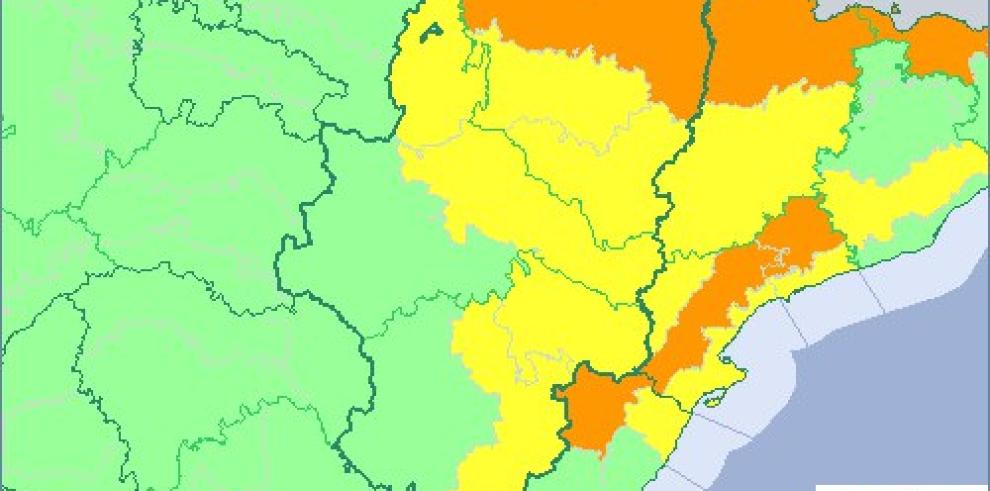 Aviso naranja y amarillo por vientos en varios puntos de Aragón