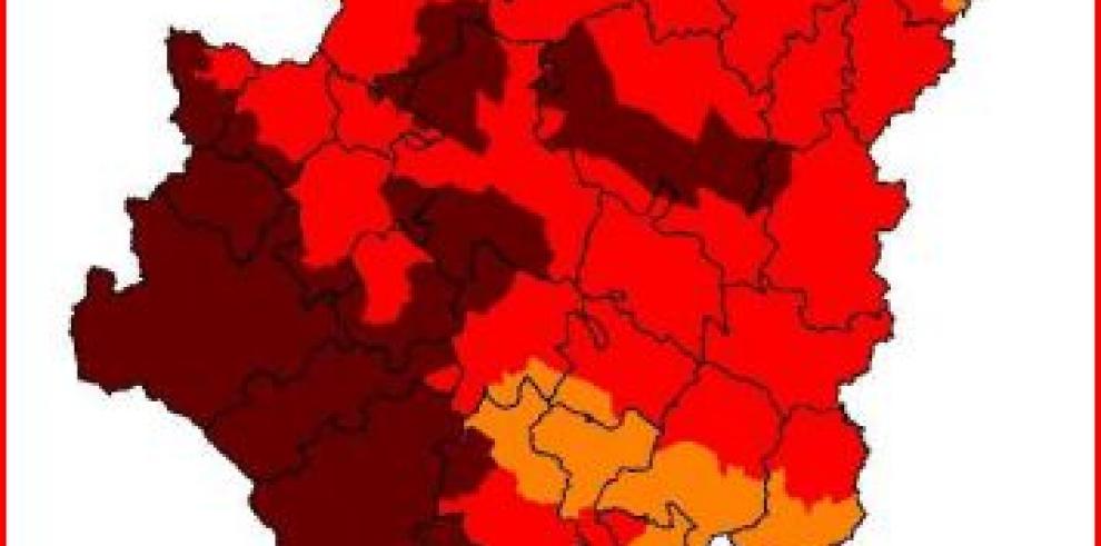 Riesgo extremo de incendios forestales en buena parte de Aragón