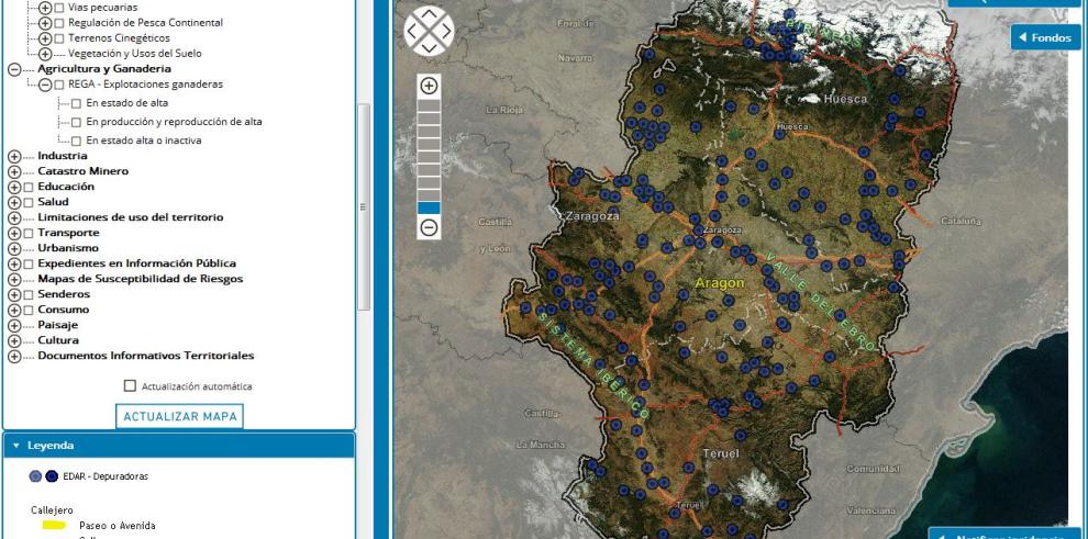 La web del Instituto Geográfico de Aragón incorpora nuevos datos sobre transporte y depuradoras