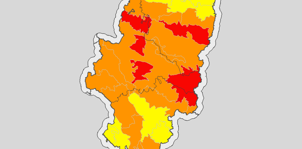 Alto riesgo de incendio en Bajo Ebro, muelas de Valmadrid y Zuera y Somontano oriental y occidental