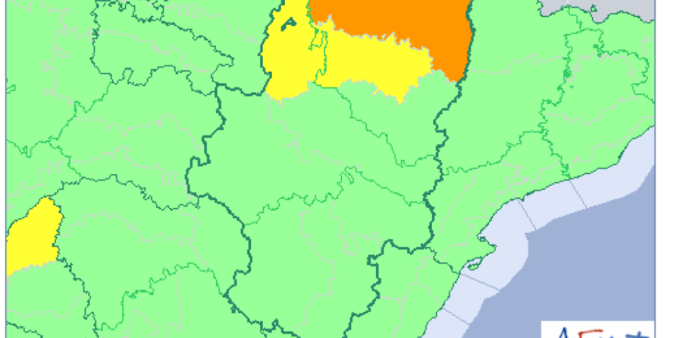 Aviso naranja por lluvias en el Pirineo y amarillo en Huesca centro y Cinco Villas