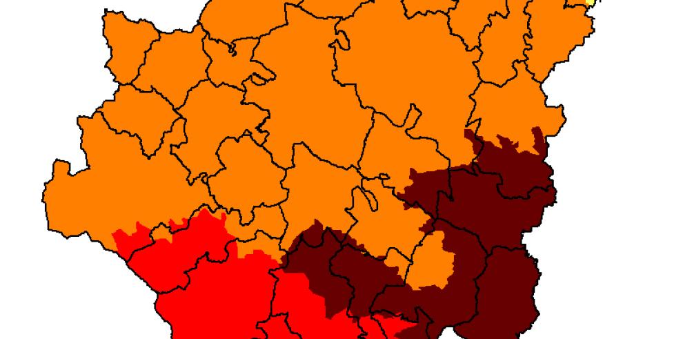 Alto riesgo de incendios forestales en la mitad sureste de Aragón