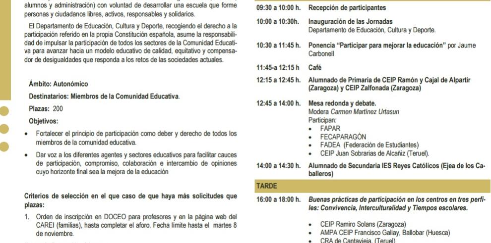 Educación organiza unas jornadas para fomentar la participación y la colaboración entre los agentes de la comunidad educativa