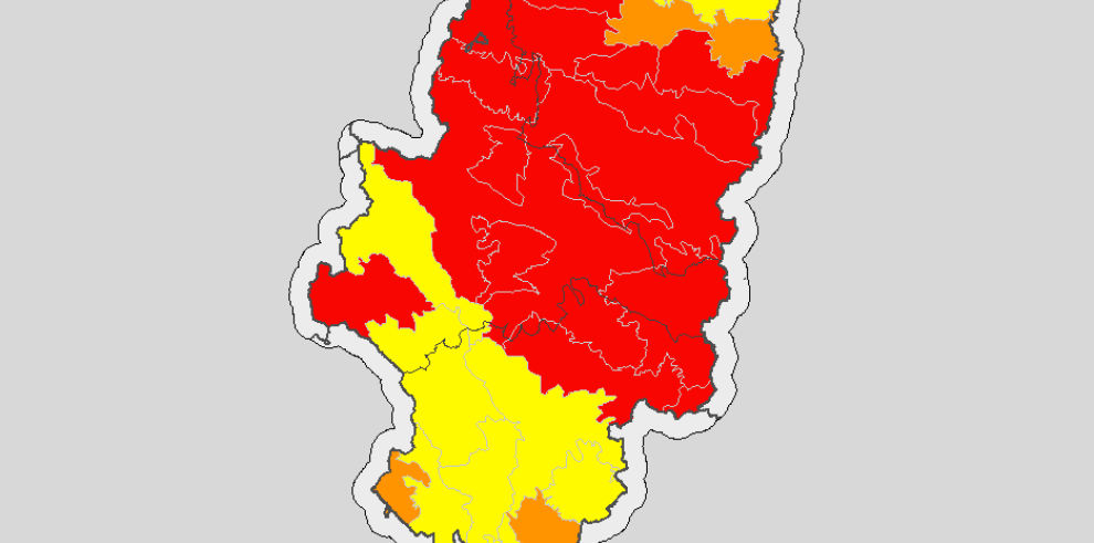 Prealerta roja en gran parte del centro y norte de Aragón