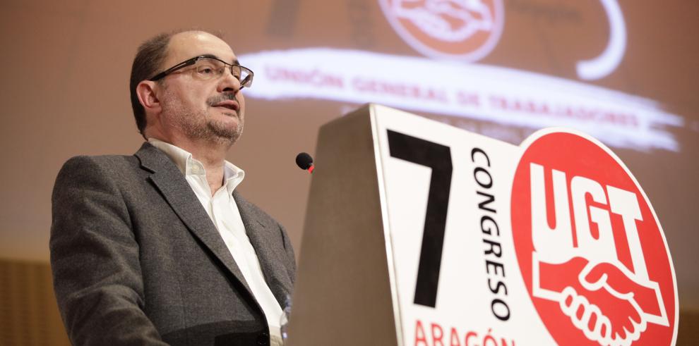 El Presidente de Aragón defiende el papel de los sindicatos para seguir luchando contra la desigualdad social