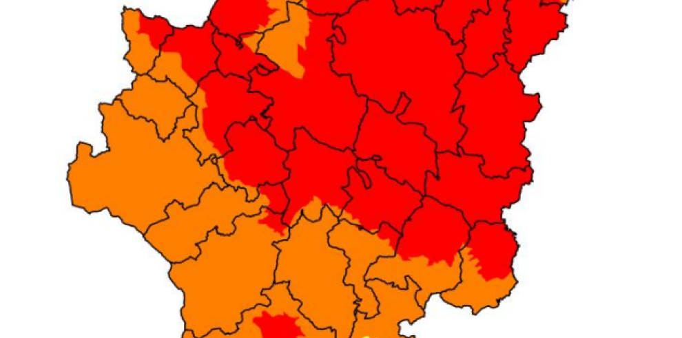 Prealerta roja por riesgo de incendios forestales en el Bajo Ebro forestal, Muela de Alcubierre, Muela de Zuera, Somontano Oriental, Turia y Valle del Ebro agrícola