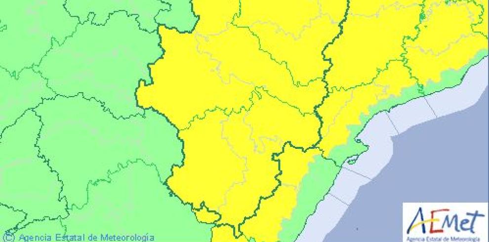 AVISO AMARILLO por lluvias y tormentas en Aragón