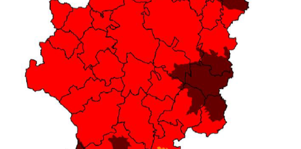 Máximo riesgo de incendio en Bajo Ebro, Somontano Oriental, Rodeno y Turia