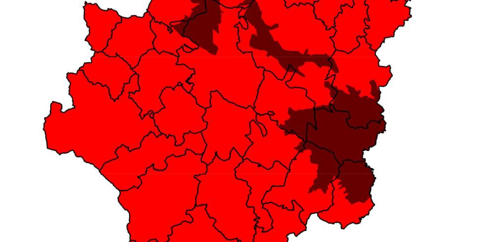 Pralerta roja por incendios forestales en la mayor parte de Aragón