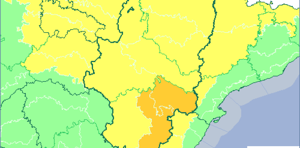 Avisos naranja y amarillo por tormentas, que afectan a todo el territorio aragonés