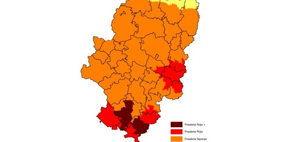 Prealerta Roja + por riesgo de incendios forestales