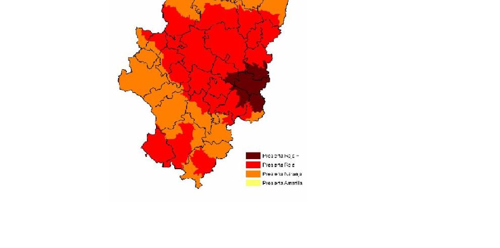 Bajo Cinca, Los Monegros , Bajo Aragón-Caspe , Ribera Baja,  Bajo- Martín, Matarraña y Bajo Aragón  en prealerta roja + por incendios forestales 