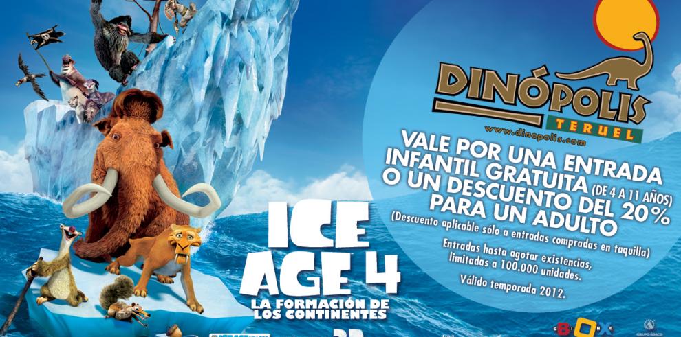 Dinópolis se promocionará este verano en las salas de cine con la película “Ice Age 4, la formación de los continentes”