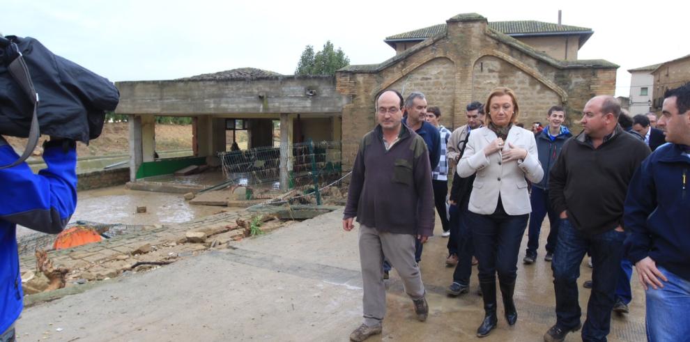 Luisa Fernanda Rudi visita Sádaba tras las inundaciones