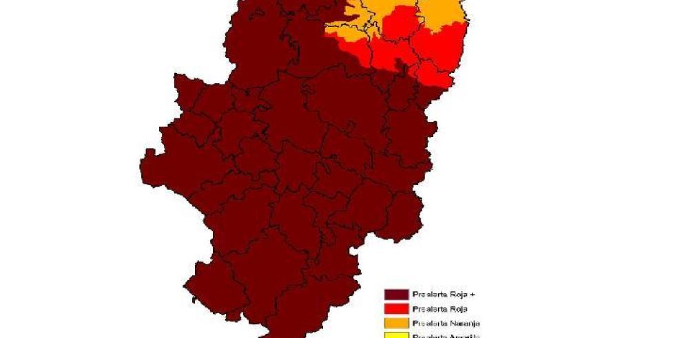 El riesgo de por incendios forestales aumenta a rojo + en todo Aragón salvo en Sobrarbe y Ribagorza