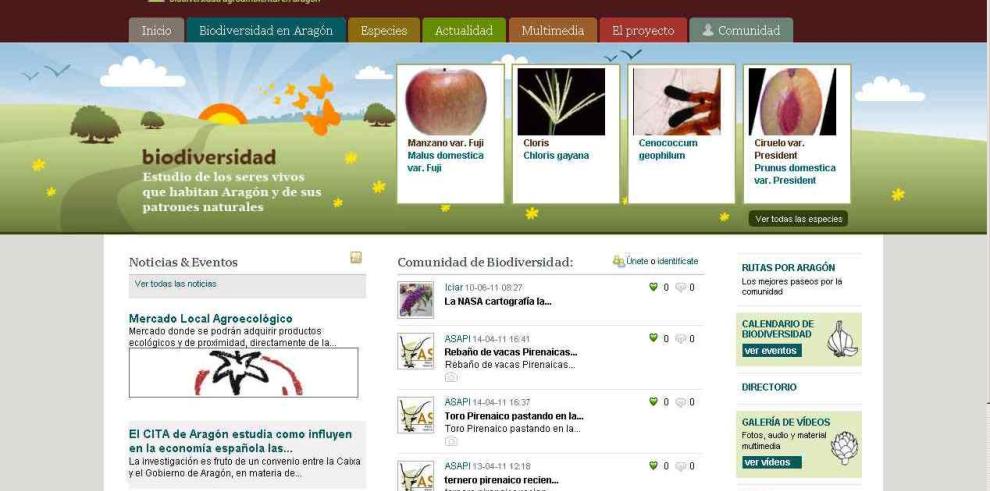 Puesta en marcha de la Web 2.0 de Biodiversidad Agroambiental en Aragón