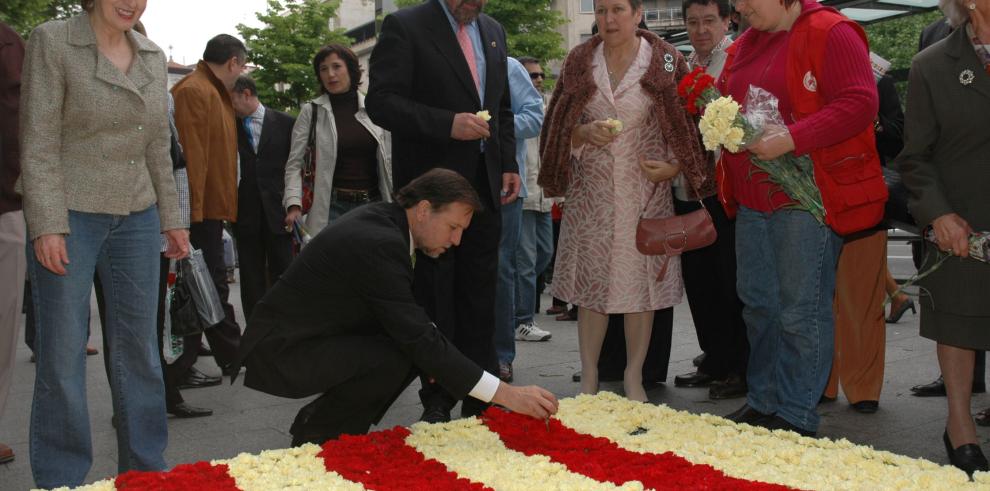 Confección floral de la bandera de Aragón