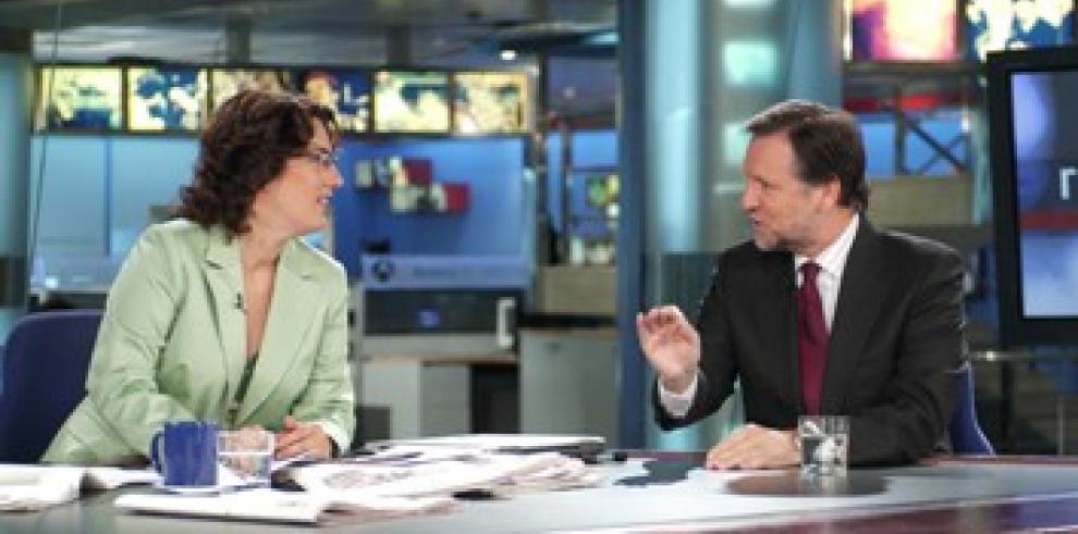 El Presidente Marcelino Iglesias es entrevistado en Antena 3 TV con motivo del Día de Aragón