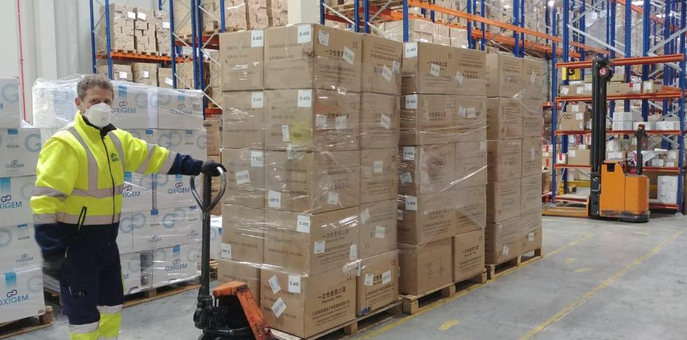 El Gobierno de Aragón gestiona la llegada del primer pedido sanitario a través de la plataforma Aragón en Marcha