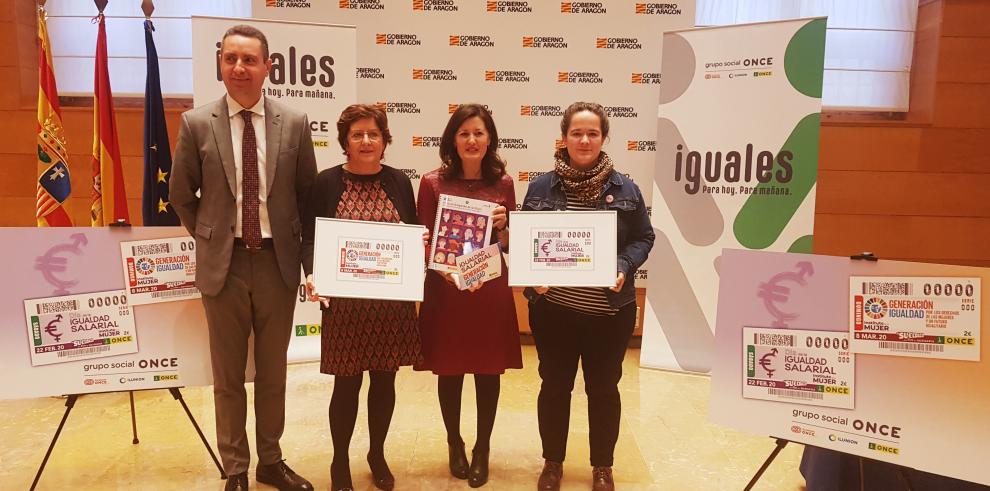 Mª Victoria Broto destaca la labor “inclusiva e igualitaria” de la ONCE en la presentación de dos cupones que apoyan los derechos de la mujer