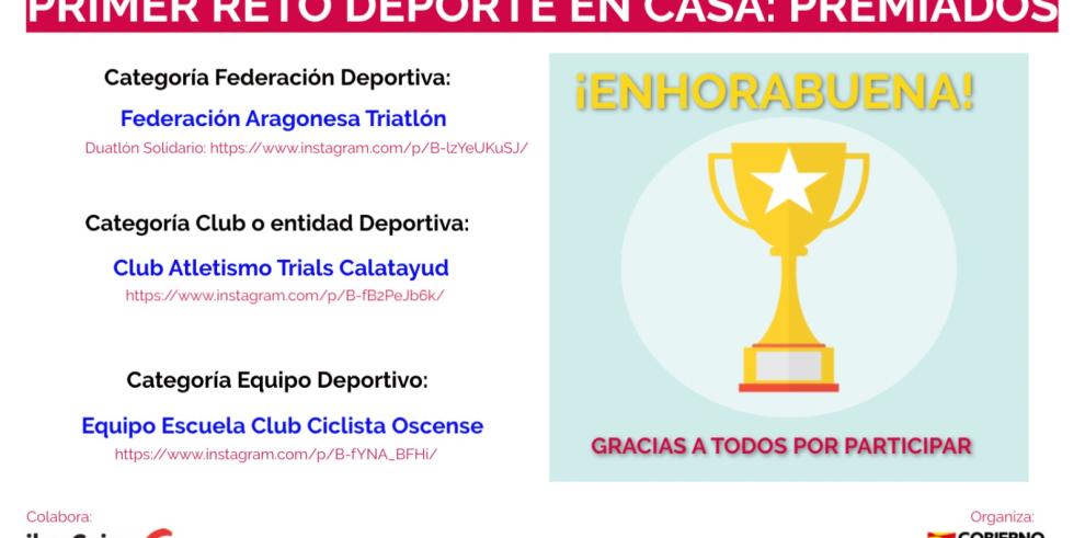 El reto deportivo del Gobierno de Aragón ya tiene a sus primeros ganadores